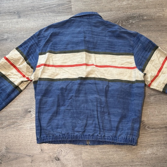 Polo Ralph Lauren Vintage XL Blue White Striped Harrington Zip Jacket rare - Picture 3 of 8